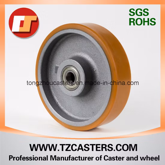 OEM China Factory Manufacturer 200*50mm Heavy Duty PU Caster Wheel with Cast Iron Center