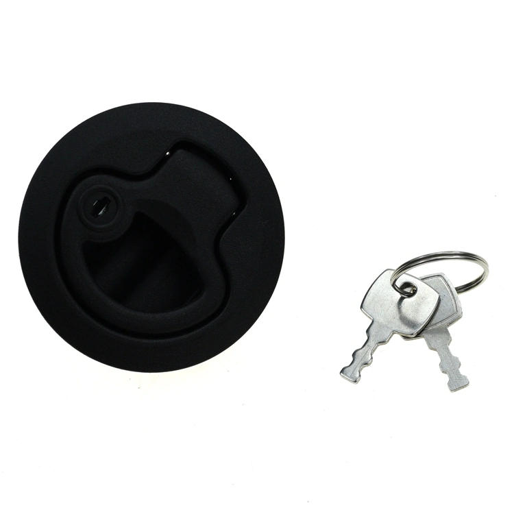 Yh1328 Black Zinc Alloy Round Lock Press Flat Cabinet Door Round Head Lock RV Door Lock Marine Floor Lock