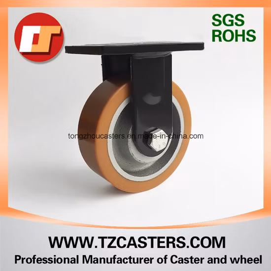 OEM China Factory Manufacturer 200*50mm Heavy Duty PU Caster Wheel with Cast Iron Center
