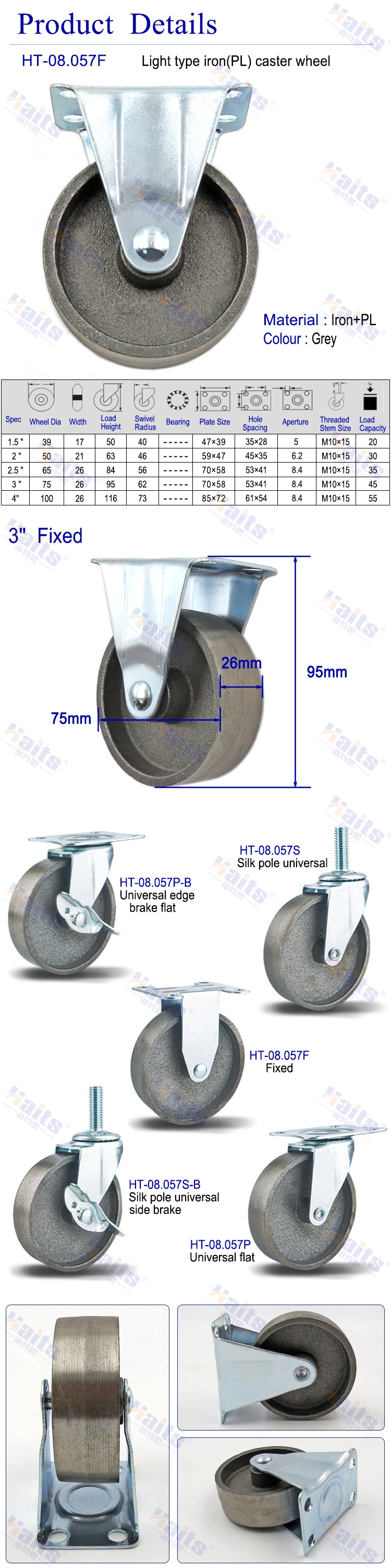 Factory Price Caster Wheel Manufacturer Furniture Accessories Push Cart Caster Wheels 6 Inch Scaffolding Caster Wheel