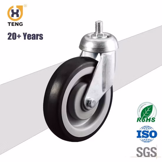 Supermarket 5 Inch Swivel Thread Stem Escalator Caster Shopping Cart Trolley Castor Wheel