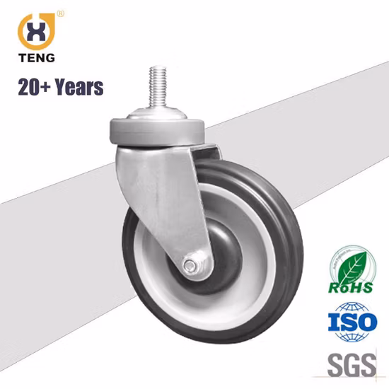 Supermarket 5 Inch Swivel Thread Stem Escalator Caster Shopping Cart Trolley Castor Wheel