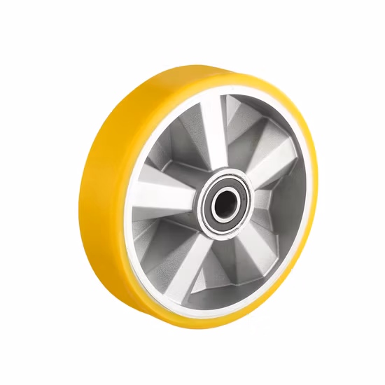 Roulette d'unité centrale d'acier de zinc jaune de roue de chariot industrielle résistante moyenne de 4-8in avec le frein