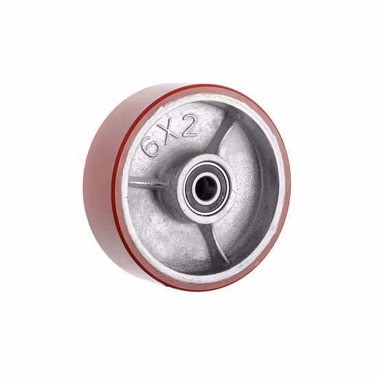 100 125 150 200 mm Ruedus pivotant rouge PU noyau de fer roulette robuste avec frein