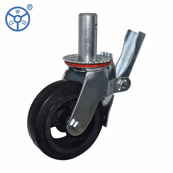 Wbd 6 8 pouces double Ballrace tête pivotante d'échafaudage industriel Caster Cast Iron Core roues en caoutchouc noir