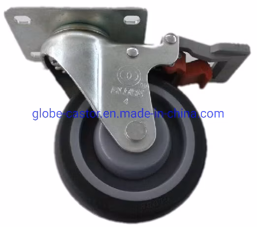 3-5 pouces Medium Light Duty TPR Supermarket Caster Top Plate/ Bolt Hole Wheel